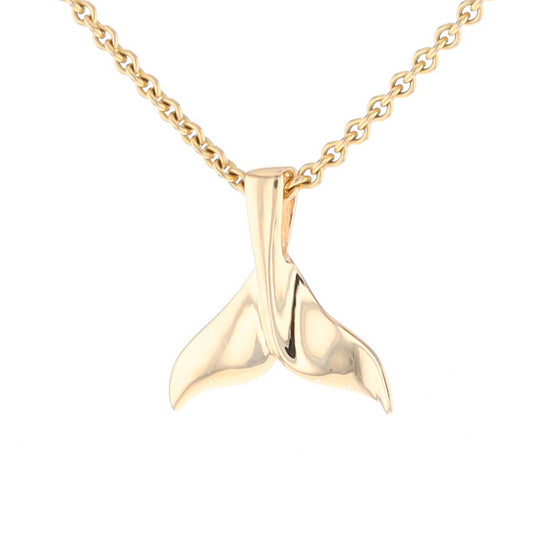 Whale Tail Pendant 14kt Gold High Polish Realistically Designed