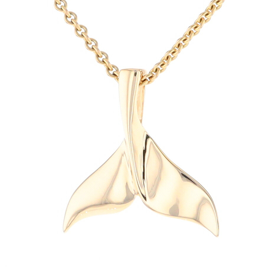 Whale Tail Pendant 14Kt Gold High Polish Realistically Designed
