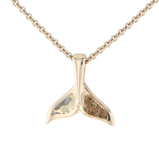Whale Tail Necklaces Natural Gold Quartz and Nuggets Inlaid Pendant