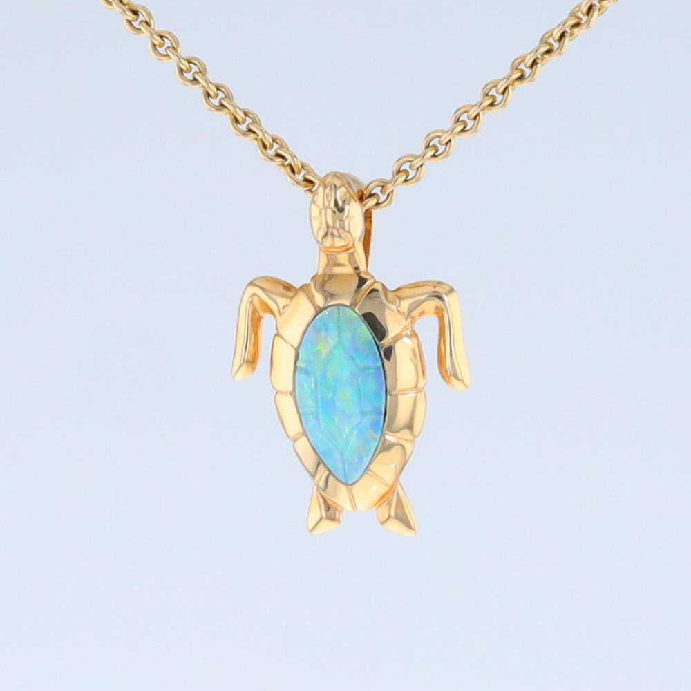 Opal Pendant Inlaid Realistic Design Sea Turtle
