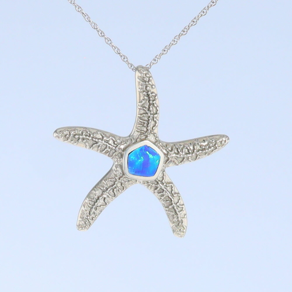 Opal Pendant Inlaid Realistic Star Fish Sea Life Design