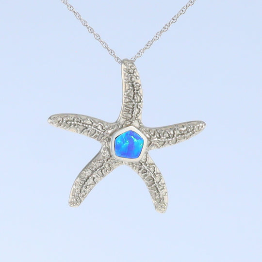 Opal Pendant Inlaid Realistic Star Fish Sea Life Design