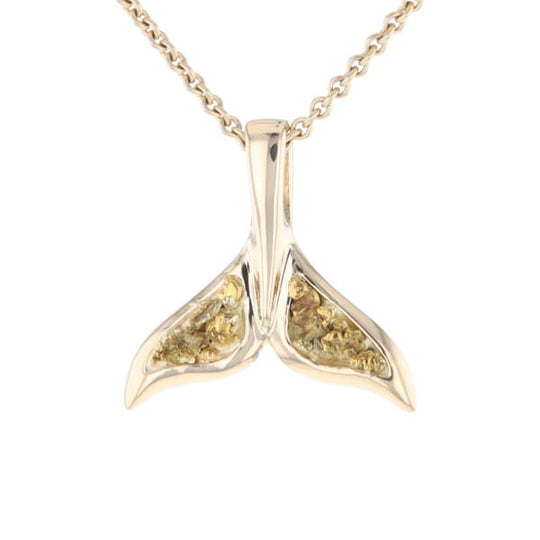 Whale Tail Natural Nuggets Double Inlaid Sea Life Pendant