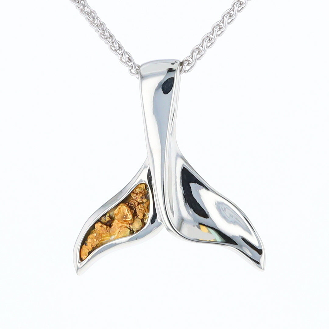 White Gold Whale Tail Pendant Natural Nuggets Inlaid Sea Life Pendant