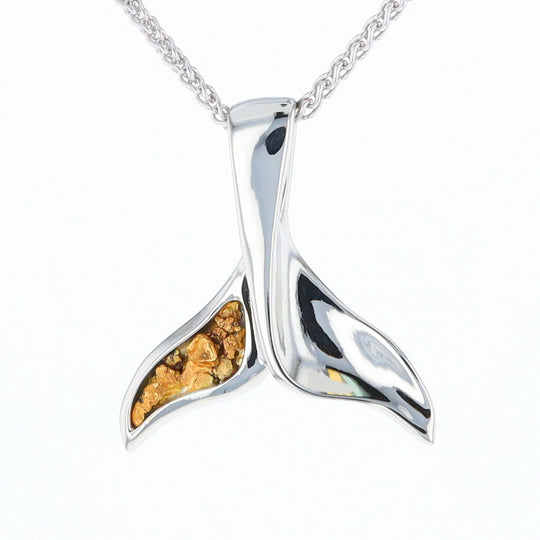 White Gold Whale Tail Pendant Natural Nuggets Inlaid Sea Life Pendant