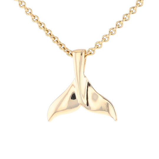 Whale Tail Pendant 14kt Gold High Polish Realistically Designed