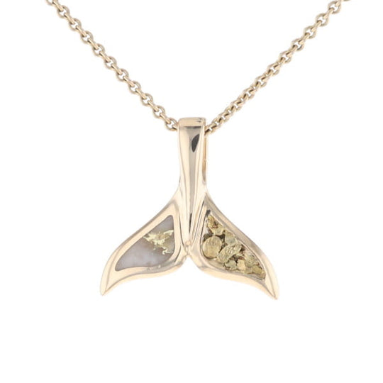 Whale Tail Necklaces Natural Gold Quartz and Nuggets Inlaid Pendant