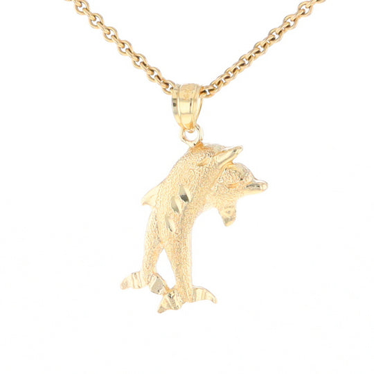 Textured Double Dolphin Pendant