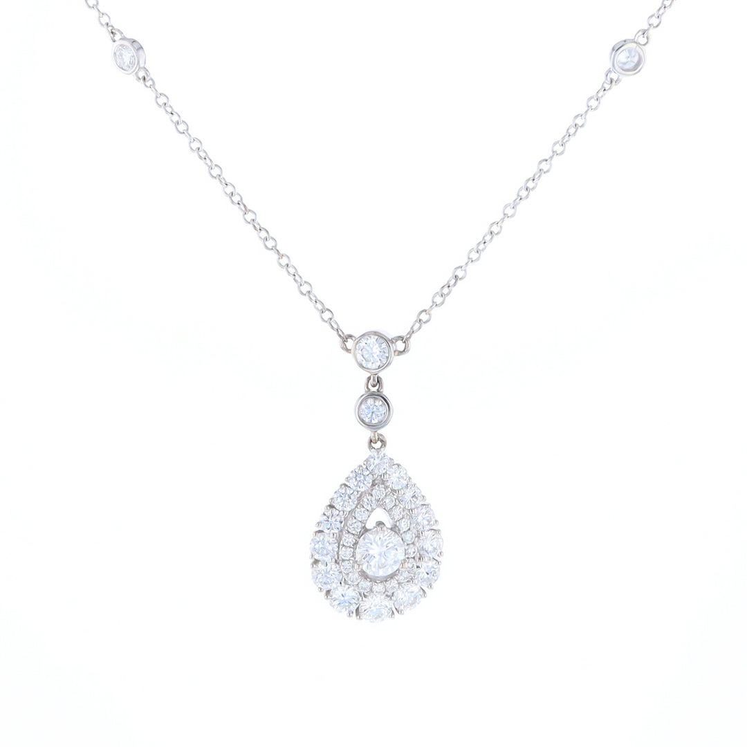 Teardrop Diamond Station Chain Necklace