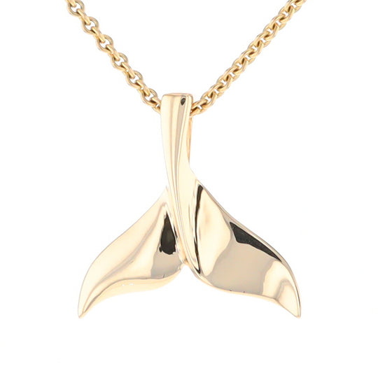 Whale Tail Pendant 14Kt Gold High Polish Realistically Designed