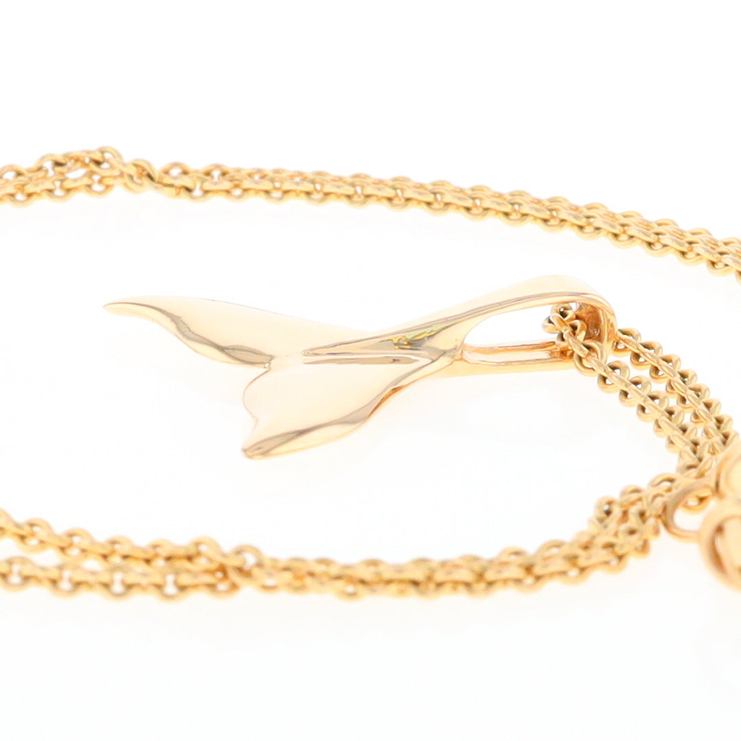 Whale Tail Pendant 14kt Gold High Polish Realistically Designed