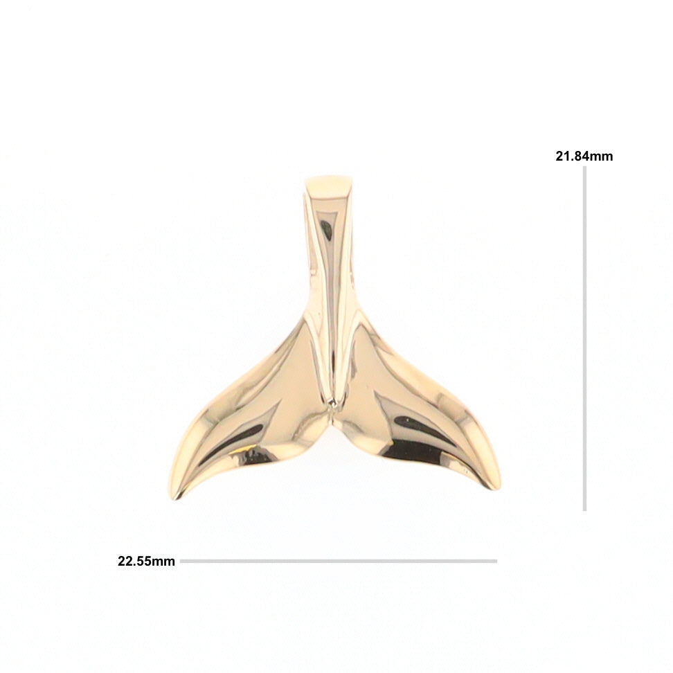 Whale Tail Pendant 14kt Gold High Polish Realistically Designed