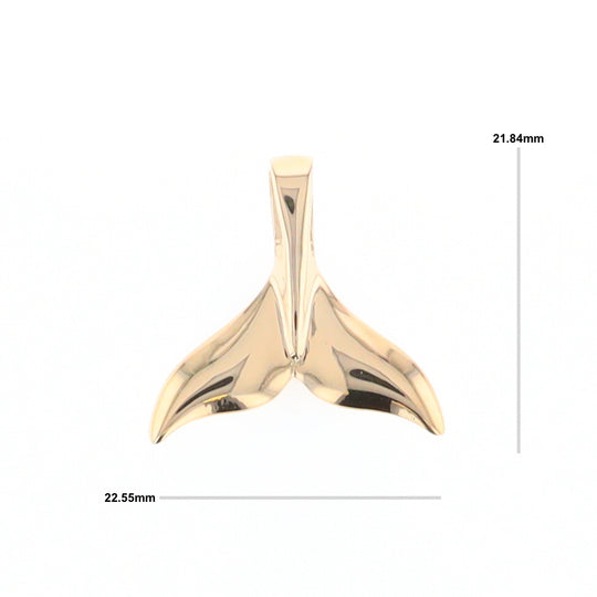 Whale Tail Pendant 14kt Gold High Polish Realistically Designed