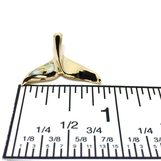 Whale tail necklaces gold in quartz single sided inlaid sea life pendant made of 14k yellow gold