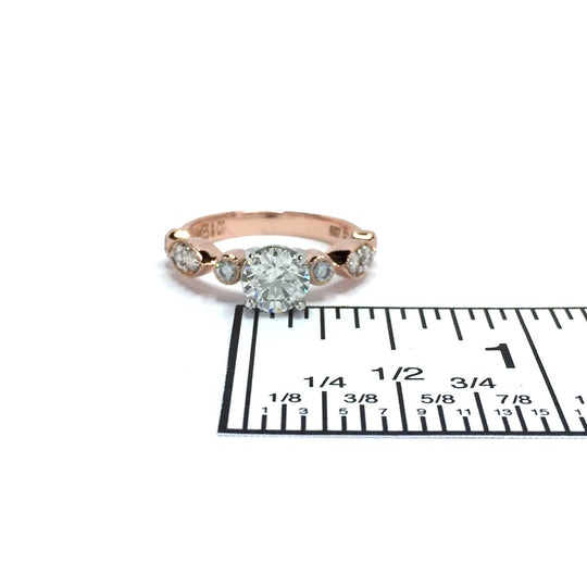 Simply Vintage Round Diamonds Engagement Ring 14k Rose Gold