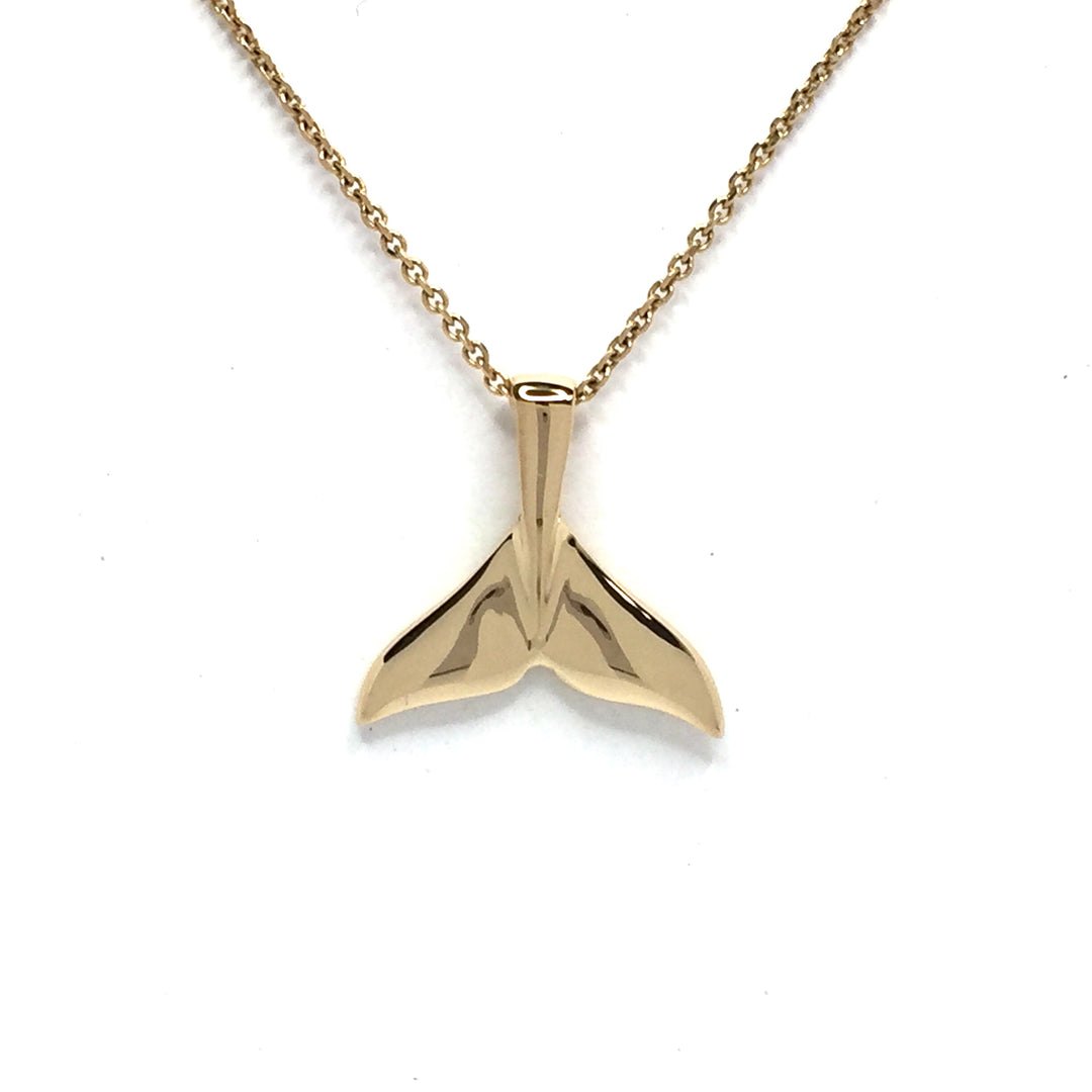 Whale Tail Pendant Realistic Design 14k Yellow Gold