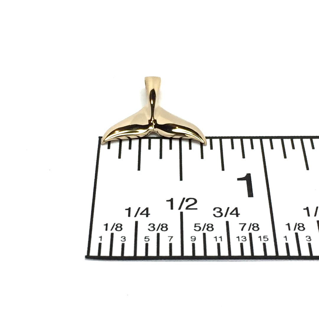 Whale Tail Pendant Realistic Design 14k Yellow Gold