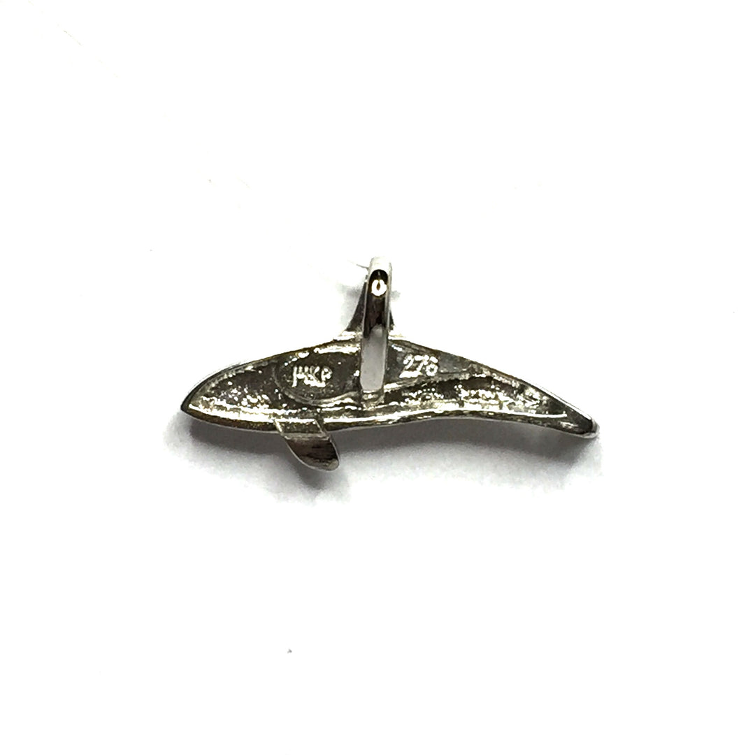 Opal Pendant Inlaid Realistic Orca Whale Design 14k White Gold