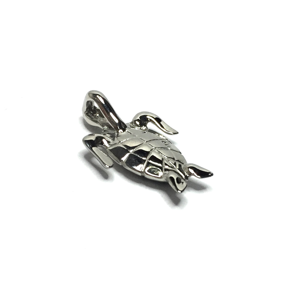 Opal Pendant Inlaid Realistic Sea Turtle Design 14k White Gold