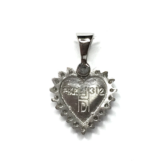 Onyx Heart Shape Inlaid .21Ctw Diamond Pendant