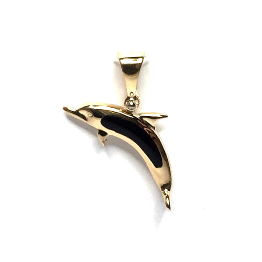 Onyx Inlaid Dolphin Pendant