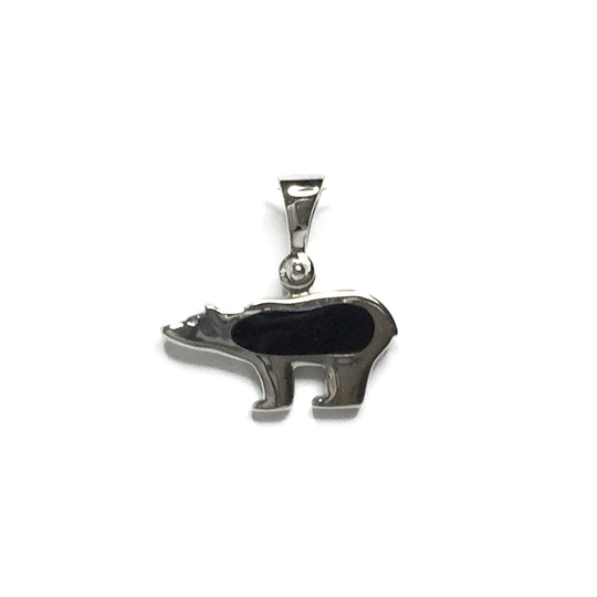 Onyx Inlaid Polar Bear Pendant