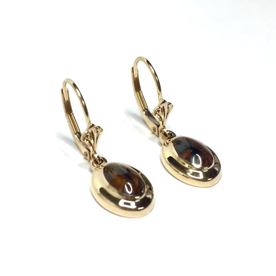 Pietersite oval inlaid lever back earrings