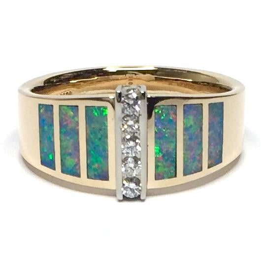 MENS INLAID OPAL RINGS-Hawkes and Co