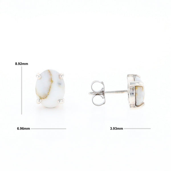 Gold Quartz Cabochon Stud Earrings