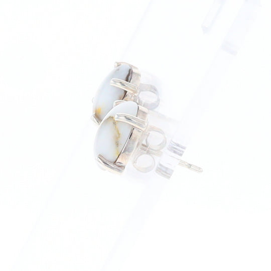 Gold Quartz Cabochon Stud Earrings
