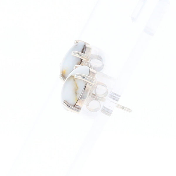 Gold Quartz Cabochon Stud Earrings