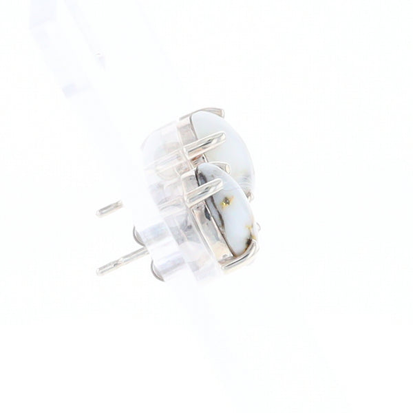 Gold Quartz Cabochon Stud Earrings