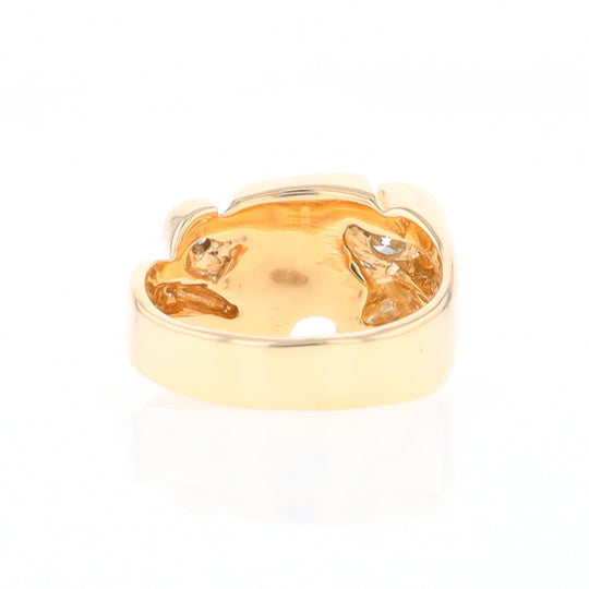 Gold Quartz Ring Geometric Shape Inlaid with 0.30ctw Round Diamonds