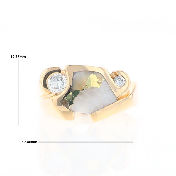 Gold Quartz Ring Geometric Shape Inlaid with 0.30ctw Round Diamonds