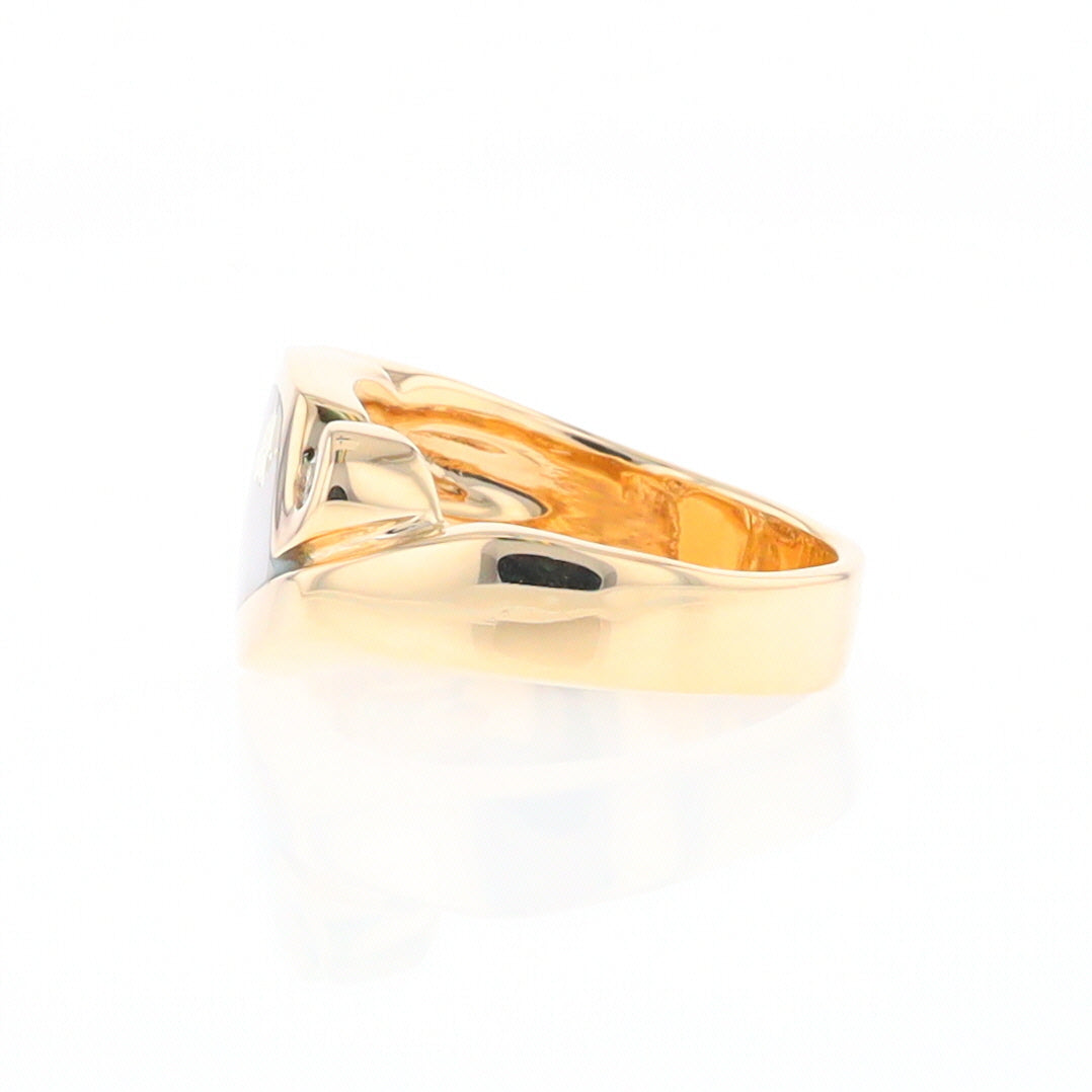 Gold Quartz Ring Geometric Shape Inlaid with 0.30ctw Round Diamonds