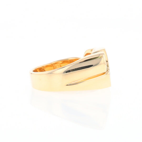 Gold Quartz Ring Geometric Shape Inlaid with 0.30ctw Round Diamonds