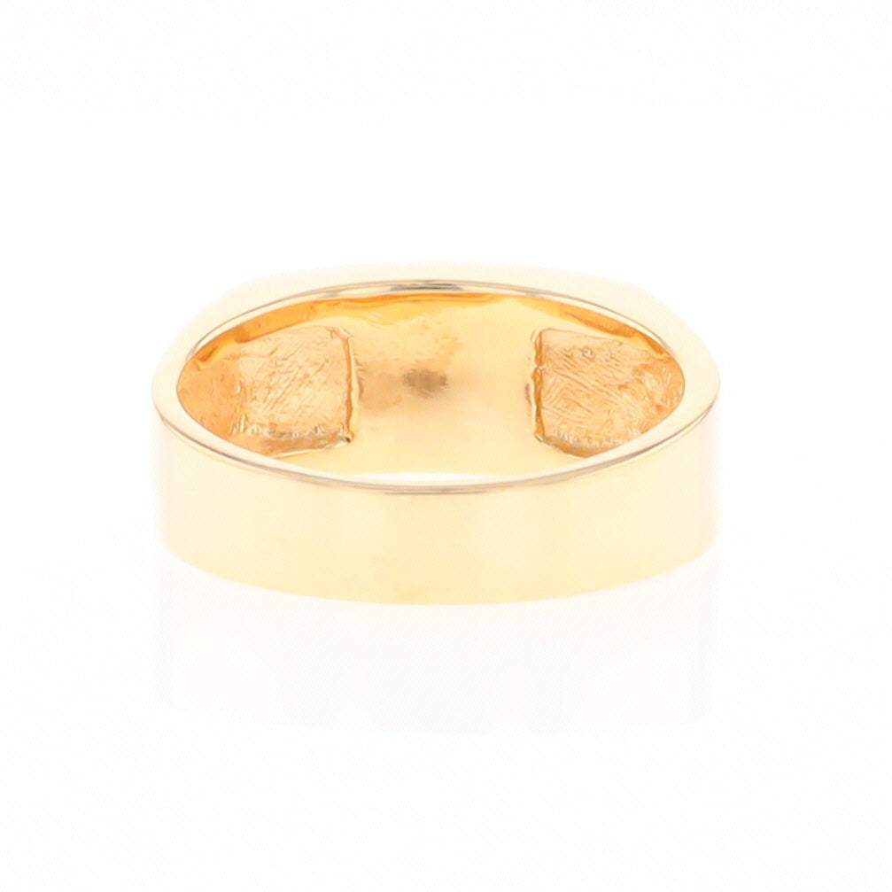 Gold Quartz Ring Rectangle Inlaid Design