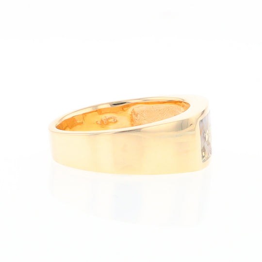 Gold Quartz Ring Rectangle Inlaid Design