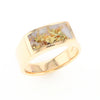 Gold Quartz Ring Rectangle Inlaid Design