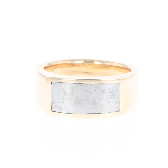 Rectangle Meteorite Inlaid Ring
