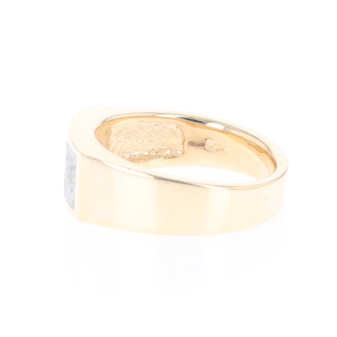 Rectangle Meteorite Inlaid Ring