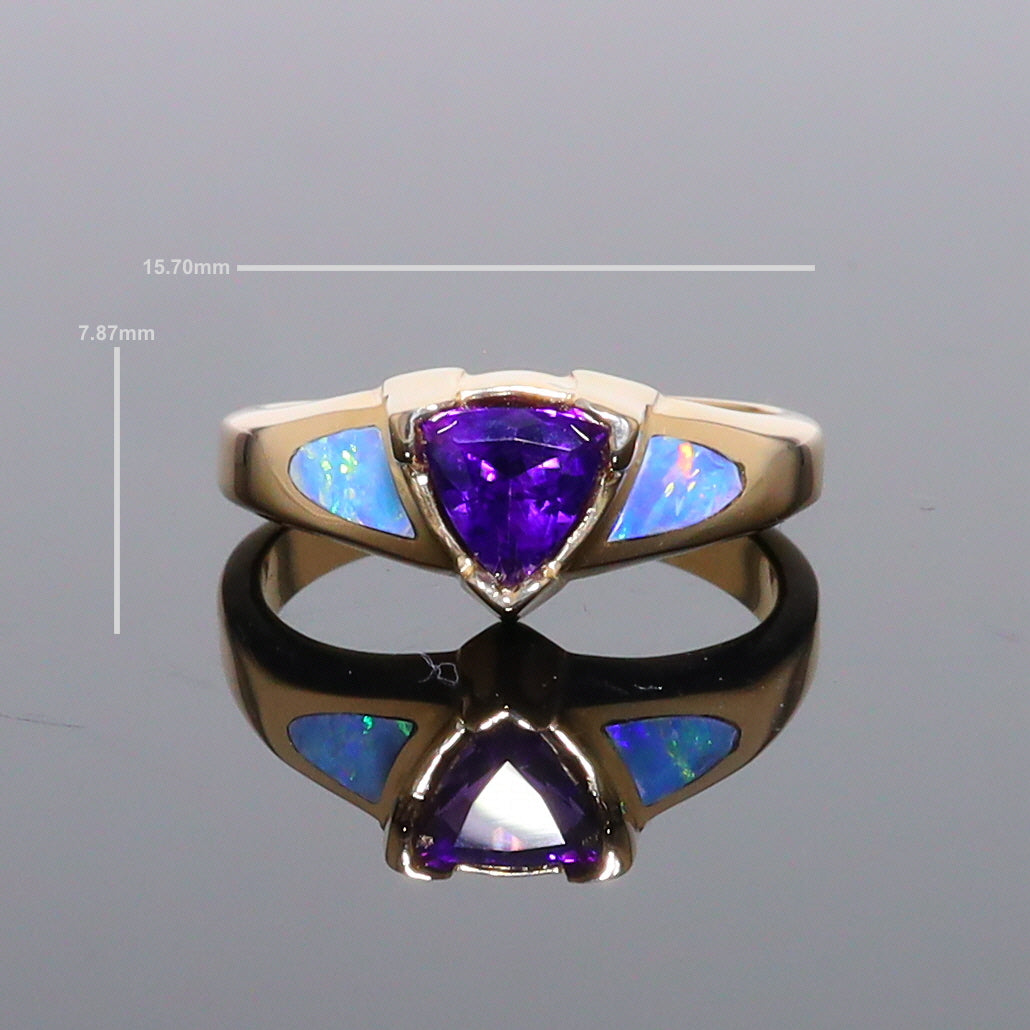 18K Rose Gold Blue Opal Ring Mens Wedding Band, 8mm Koa Wood Ring Tung –  Atlas Artisan Designs