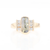 Gold Quartz Ring Oval Inlaid Design with .24ctw Round Diamonds