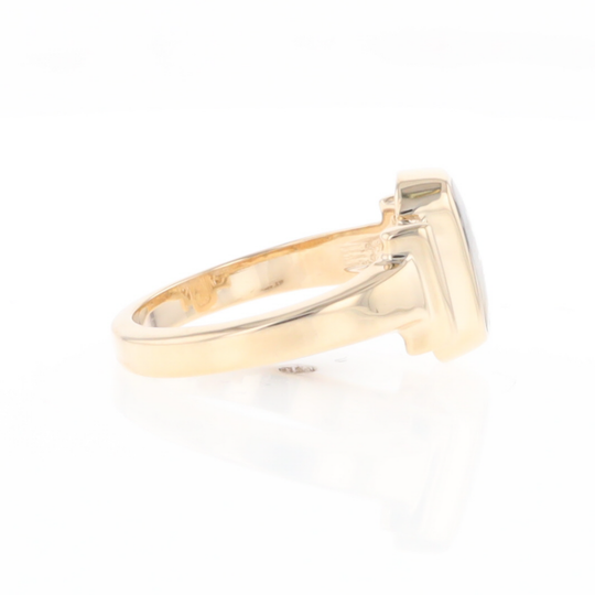 Gold Quartz Ring Oval Inlaid Design with .24ctw Round Diamonds