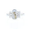 Gold Quartz Ring Oval Inlaid Design with .24ctw Round Diamonds