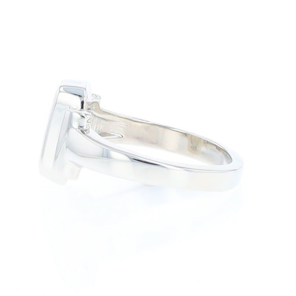 Gold Quartz Ring Oval Inlaid Design with .24ctw Round Diamonds
