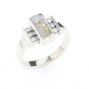 Gold Quartz Ring Oval Inlaid Design with .24ctw Round Diamonds