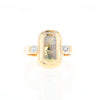 Gold Quartz Ring Oval Inlaid Design with .06ctw Round Diamonds