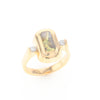 Gold Quartz Ring Oval Inlaid Design with .06ctw Round Diamonds