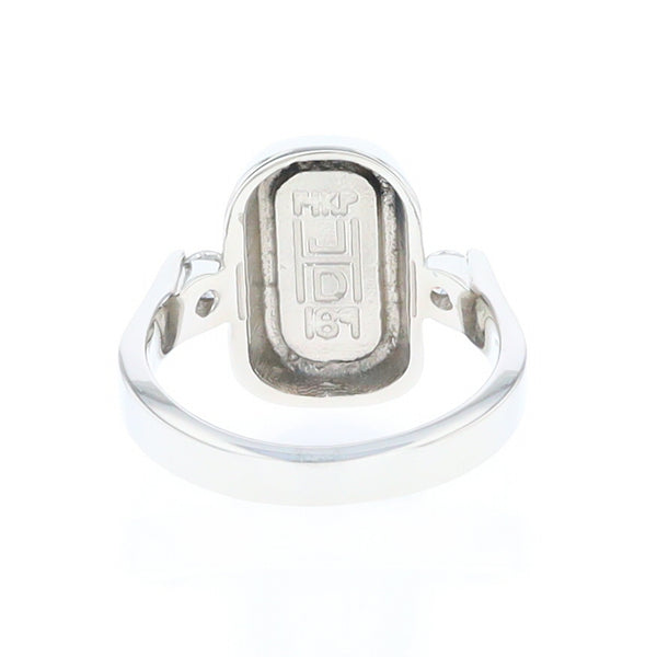 Gold Quartz Ring Oval Inlaid Design with .16ctw Round Diamonds